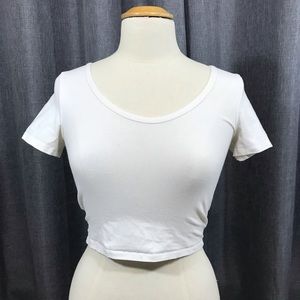 Basic White Fitted Crop Top